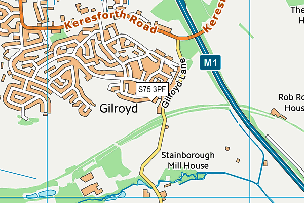 S75 3PF map - OS VectorMap District (Ordnance Survey)