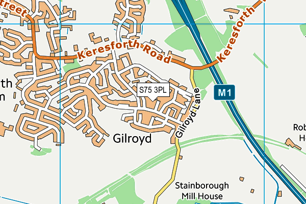 S75 3PL map - OS VectorMap District (Ordnance Survey)