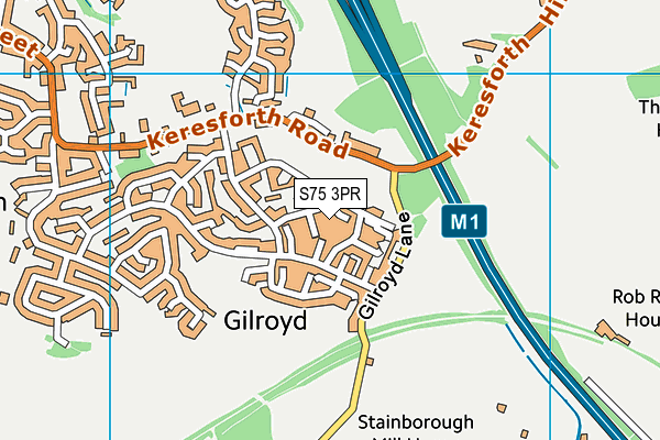 S75 3PR map - OS VectorMap District (Ordnance Survey)