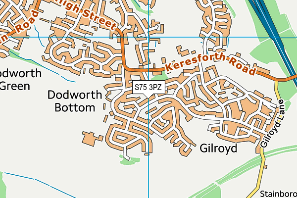 S75 3PZ map - OS VectorMap District (Ordnance Survey)