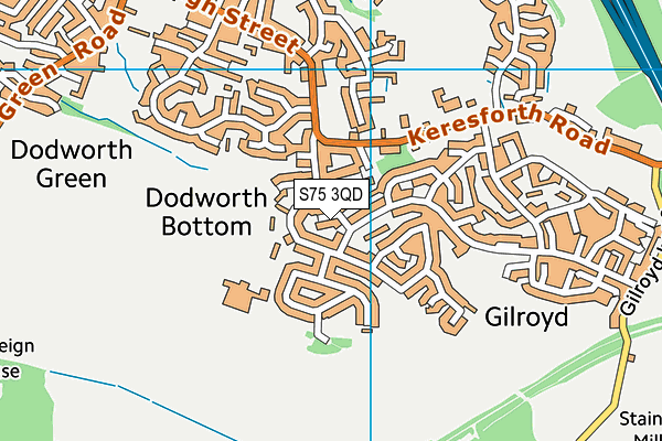 S75 3QD map - OS VectorMap District (Ordnance Survey)