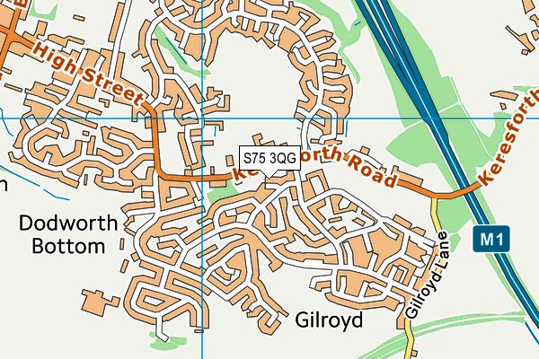 S75 3QG map - OS VectorMap District (Ordnance Survey)