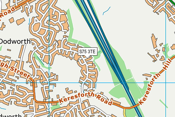 S75 3TE map - OS VectorMap District (Ordnance Survey)