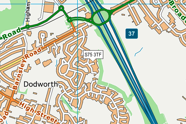 S75 3TF map - OS VectorMap District (Ordnance Survey)