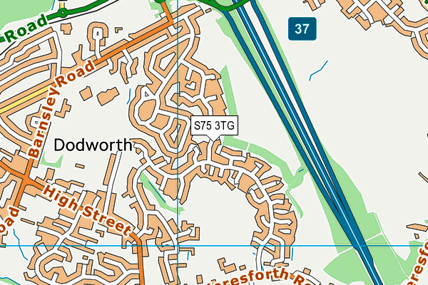 S75 3TG map - OS VectorMap District (Ordnance Survey)