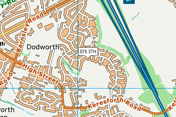 S75 3TH map - OS VectorMap District (Ordnance Survey)