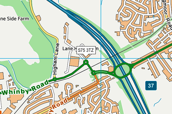 S75 3TZ map - OS VectorMap District (Ordnance Survey)