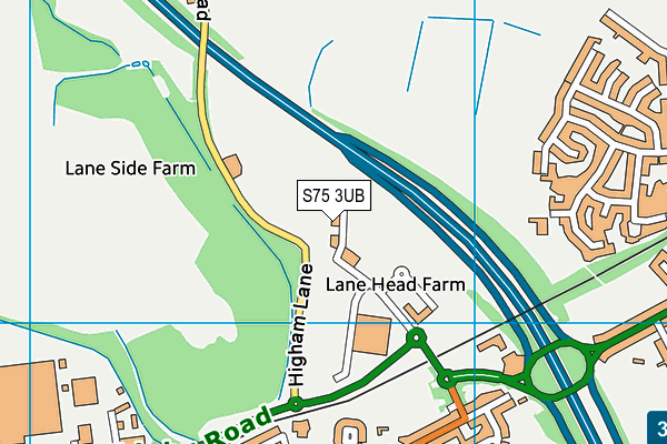 S75 3UB map - OS VectorMap District (Ordnance Survey)