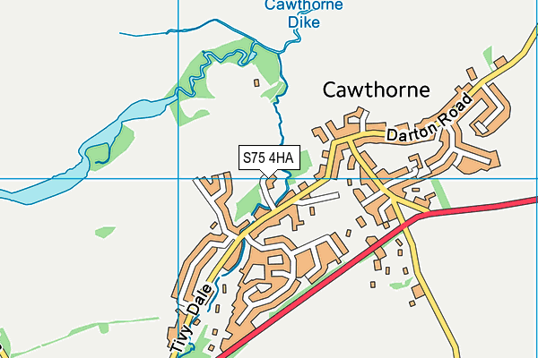 Cawthorne Cricket Club map (S75 4HA) - OS VectorMap District (Ordnance Survey)