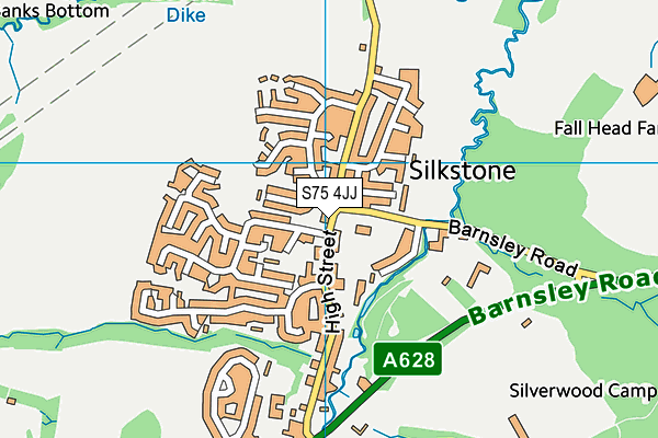 S75 4JJ map - OS VectorMap District (Ordnance Survey)