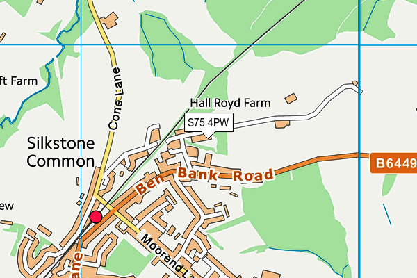 S75 4PW map - OS VectorMap District (Ordnance Survey)