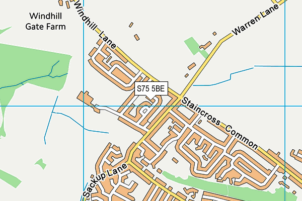 S75 5BE map - OS VectorMap District (Ordnance Survey)