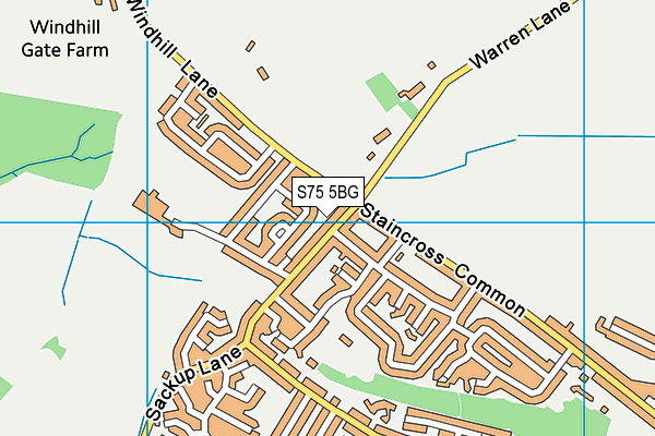 S75 5BG map - OS VectorMap District (Ordnance Survey)