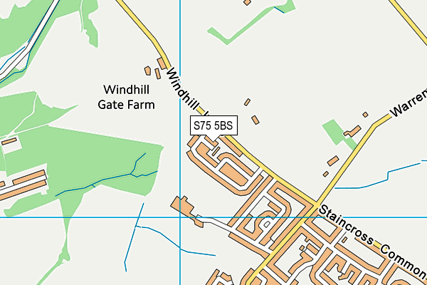 S75 5BS map - OS VectorMap District (Ordnance Survey)