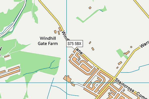 S75 5BX map - OS VectorMap District (Ordnance Survey)