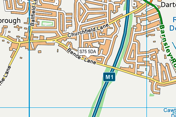 S75 5DA map - OS VectorMap District (Ordnance Survey)