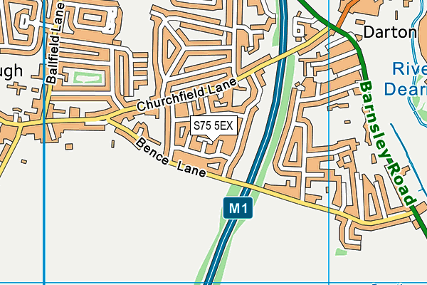 S75 5EX map - OS VectorMap District (Ordnance Survey)