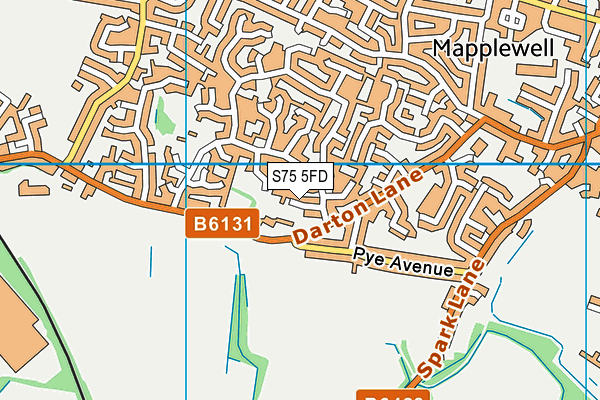 S75 5FD map - OS VectorMap District (Ordnance Survey)