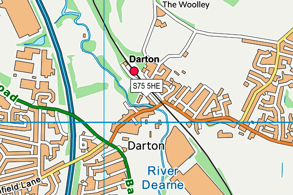 S75 5HE map - OS VectorMap District (Ordnance Survey)