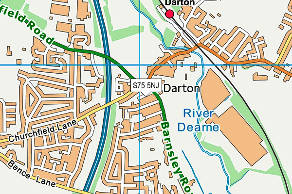 S75 5NJ map - OS VectorMap District (Ordnance Survey)