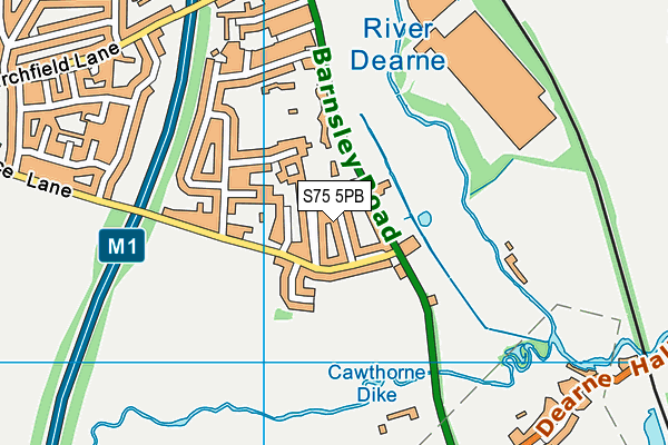 S75 5PB map - OS VectorMap District (Ordnance Survey)