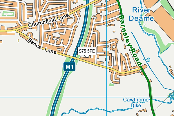 S75 5PE map - OS VectorMap District (Ordnance Survey)