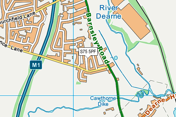 S75 5PF map - OS VectorMap District (Ordnance Survey)