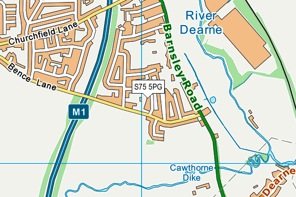 S75 5PG map - OS VectorMap District (Ordnance Survey)