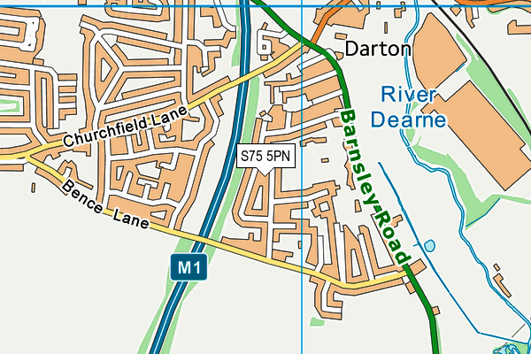 S75 5PN map - OS VectorMap District (Ordnance Survey)
