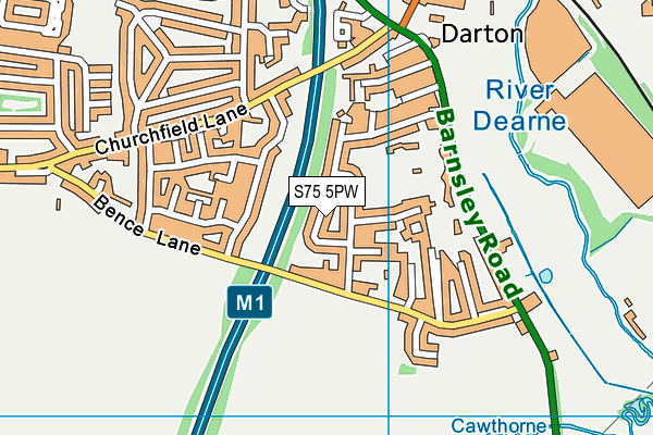 S75 5PW map - OS VectorMap District (Ordnance Survey)