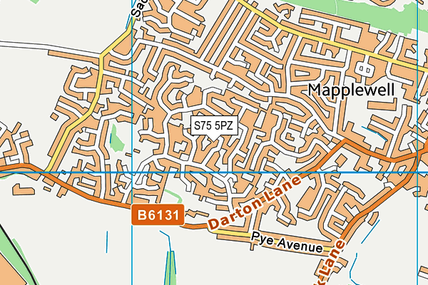 S75 5PZ map - OS VectorMap District (Ordnance Survey)