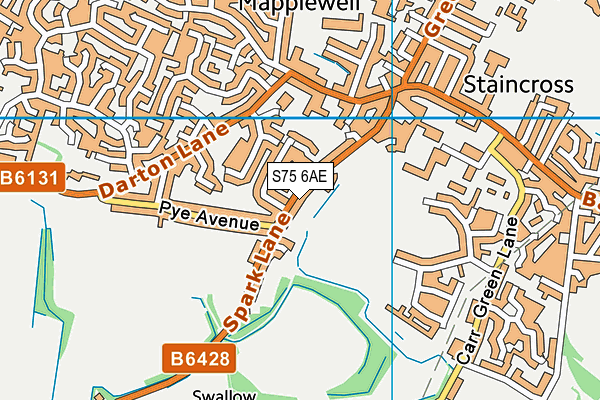 S75 6AE map - OS VectorMap District (Ordnance Survey)