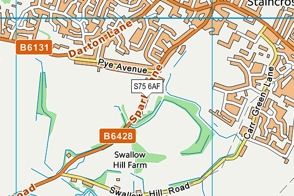 S75 6AF map - OS VectorMap District (Ordnance Survey)