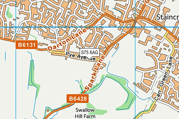 S75 6AG map - OS VectorMap District (Ordnance Survey)