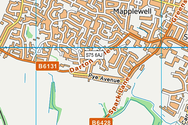 S75 6AJ map - OS VectorMap District (Ordnance Survey)