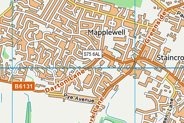 S75 6AL map - OS VectorMap District (Ordnance Survey)
