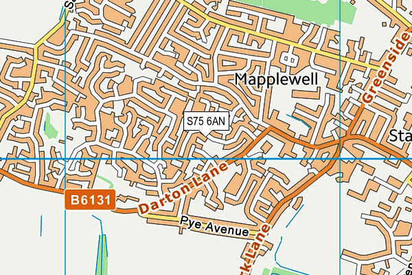 S75 6AN map - OS VectorMap District (Ordnance Survey)