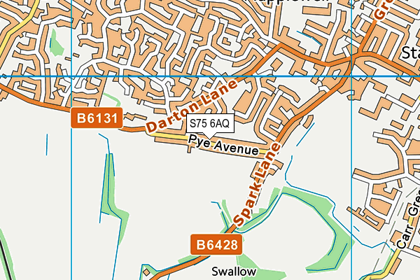 S75 6AQ map - OS VectorMap District (Ordnance Survey)