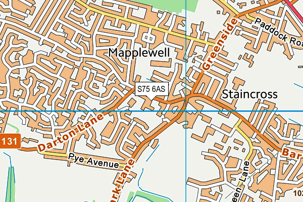 S75 6AS map - OS VectorMap District (Ordnance Survey)
