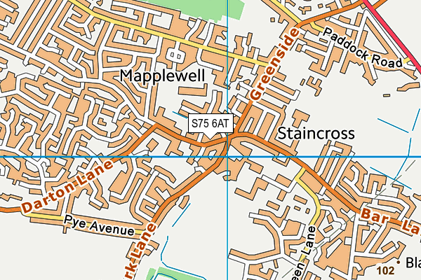 S75 6AT map - OS VectorMap District (Ordnance Survey)