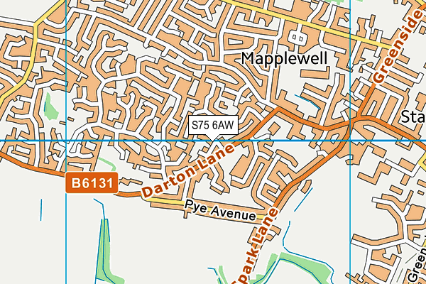 S75 6AW map - OS VectorMap District (Ordnance Survey)