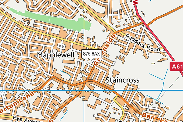 S75 6AX map - OS VectorMap District (Ordnance Survey)