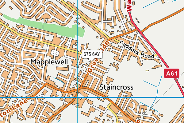S75 6AY map - OS VectorMap District (Ordnance Survey)