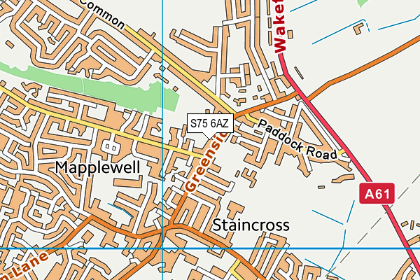 S75 6AZ map - OS VectorMap District (Ordnance Survey)