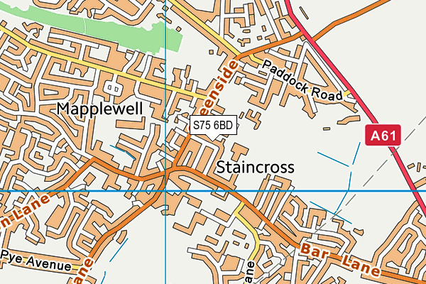 S75 6BD map - OS VectorMap District (Ordnance Survey)