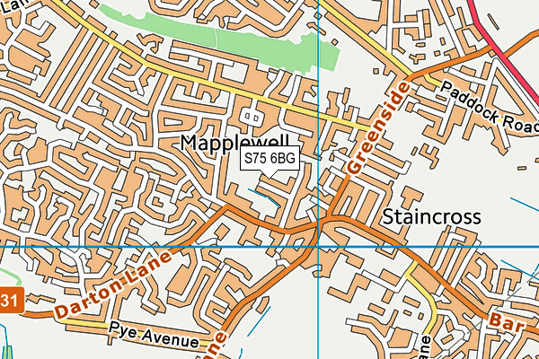 S75 6BG map - OS VectorMap District (Ordnance Survey)