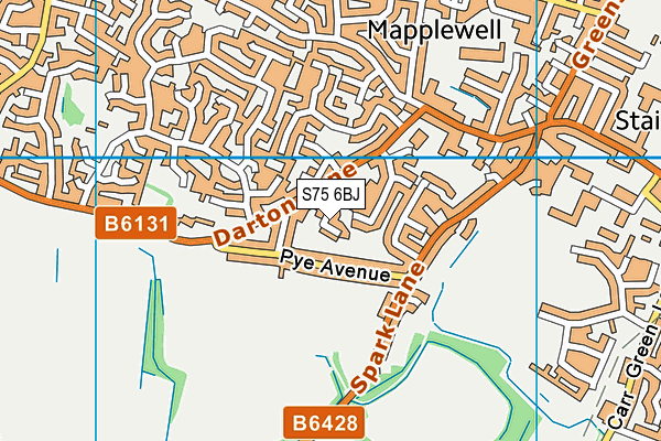 S75 6BJ map - OS VectorMap District (Ordnance Survey)