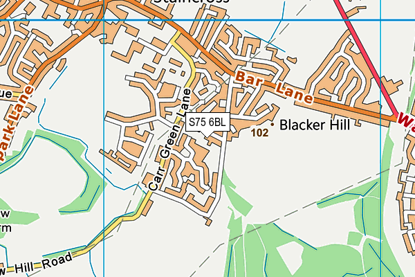 S75 6BL map - OS VectorMap District (Ordnance Survey)