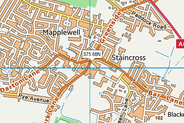 S75 6BN map - OS VectorMap District (Ordnance Survey)