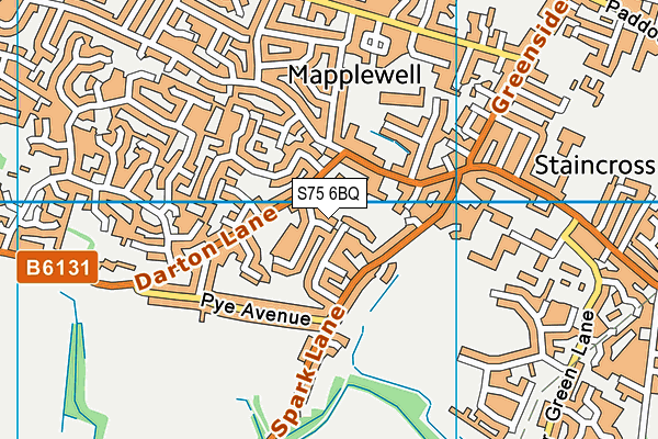 S75 6BQ map - OS VectorMap District (Ordnance Survey)